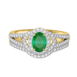 Photo of Bellerose 1 1/6 Carat T.W. Emerald and Diamond Matching Bridal Ring Set 14K Yellow Gold [BR2134Y-C000]