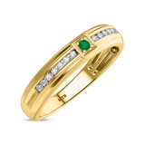 Photo of Holly 1/5 CT. T.W. Emerald and Diamond Matching Wedding Band Set 14K Yellow Gold [BT2141YM]