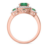 Photo of Kalina 1 1/3 CT. T.W. Emerald and Diamond Matching Bridal Ring Set 10K Rose Gold [BT2136RE-C000]