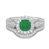 Photo of Kassia 1 3/8 Carat T.W. Emerald and Diamond Matching Bridal Ring Set 10K White Gold [BR2155W-C000]