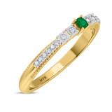 Photo of Magnol 1/6 CT. T.W. Emerald and Diamond Ladies Wedding Band 10K Yellow Gold [BT2156YL]