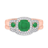 Photo of Kalina 1 1/3 Carat T.W. Emerald and Diamond Matching Bridal Ring Set 14K Rose Gold [BR2136R-C000]