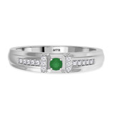 Photo of Bryony 1/5 Carat T.W. Emerald and Diamond Mens Wedding Band 10K White Gold [BT2137WM]