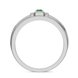 Photo of Bryony 1/5 Carat T.W. Emerald and Diamond Mens Wedding Band 10K White Gold [BT2137WM]