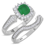 Photo of Kassia 1 3/8 Carat T.W. Emerald and Diamond Matching Bridal Ring Set 14K White Gold [BR2155W-C000]