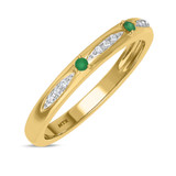 Photo of Mawar 1/5 Carat T.W. Emerald and Diamond Same Sex Ladies Band Set 14K Yellow Gold [BT2145YL]