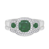 Photo of Kalina 1 1/3 Carat T.W. Emerald and Diamond Matching Bridal Ring Set 10K White Gold [BR2136W-C000]