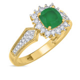 Photo of Kassia 1 3/8 CT. T.W. Emerald and Diamond Matching Bridal Ring Set 14K Yellow Gold [BT2155YE-C000]