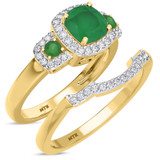 Photo of Kalina 1 1/3 Carat T.W. Emerald and Diamond Matching Bridal Ring Set 10K Yellow Gold [BR2136Y-C000]