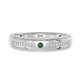 Photo of Evanthe 1/7 CT. T.W. Emerald and Diamond Matching Wedding Band Set 14K White Gold [BT2142WM]