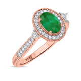Photo of Magnol 1 Carat T.W. Emerald and Diamond Matching Bridal Ring Set 10K Rose Gold [BT2156RE-C000]
