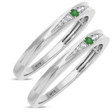 Photo of Irit 1/10 CT. T.W. Emerald and Diamond Same Sex Ladies Band Set 10K White Gold [WL2148W]