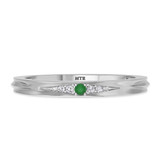Photo of Irit 1/10 CT. T.W. Emerald and Diamond Same Sex Ladies Band Set 10K White Gold [BT2148WL]