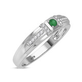 Photo of Bryony 1/5 Carat T.W. Emerald and Diamond Mens Wedding Band 14K White Gold [BT2137WM]
