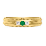 Photo of Magnol 1/8 Carat T.W. Emerald and Diamond Mens Wedding Band 14K Yellow Gold [BT2156YM]