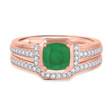 Photo of Bryony 1 3/8 Carat T.W. Emerald and Diamond Matching Bridal Ring Set 14K Rose Gold [BR2137R-C000]
