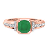 Photo of Bryony 1 3/8 Carat T.W. Emerald and Diamond Matching Bridal Ring Set 14K Rose Gold [BT2137RE-C000]