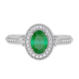 Photo of Magnol 1 Carat T.W. Emerald and Diamond Matching Bridal Ring Set 14K White Gold [BT2156WE-C000]