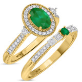 Photo of Magnol 1 Carat T.W. Emerald and Diamond Matching Bridal Ring Set 10K Yellow Gold [BR2156Y-C000]