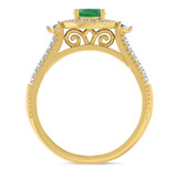 Photo of Magnol 1 Carat T.W. Emerald and Diamond Matching Bridal Ring Set 10K Yellow Gold [BT2156YE-C000]