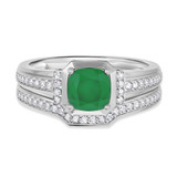 Photo of Bryony 1 3/8 Carat T.W. Emerald and Diamond Matching Bridal Ring Set 14K White Gold [BR2137W-C000]