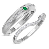 Photo of Bellerose 1/4 Carat T.W. Emerald and Diamond Matching Wedding Band Set 14K White Gold [WB2134W]