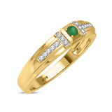 Photo of Bryony 1 5/8 CT. T.W. Emerald and Diamond Trio Matching Wedding Ring Set 14K Yellow Gold [BT2137YM]