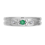 Photo of Garland 1/7 Carat T.W. Emerald and Diamond Matching Wedding Band Set 14K White Gold [BT2144WM]