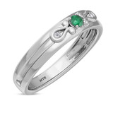 Photo of Garland 1/7 Carat T.W. Emerald and Diamond Matching Wedding Band Set 14K White Gold [BT2144WM]