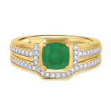 Photo of Bryony 1 3/8 Carat T.W. Emerald and Diamond Matching Bridal Ring Set 14K Yellow Gold [BR2137Y-C000]