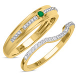 Photo of Bellerose 1/4 Carat T.W. Emerald and Diamond Matching Wedding Band Set 14K Yellow Gold [WB2134Y]