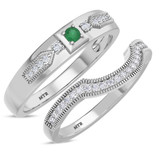 Photo of Kassia 1/3 Carat T.W. Emerald and Diamond Matching Wedding Band Set 10K White Gold [WB2155W]