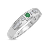 Photo of Kassia 1/3 Carat T.W. Emerald and Diamond Matching Wedding Band Set 14K White Gold [BT2155WM]