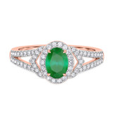 Photo of Bellerose 1 1/3 CT. T.W. Emerald and Diamond Trio Matching Wedding Ring Set 14K Rose Gold [BT2134RE-C000]