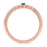 Photo of Magnol 1/3 Carat T.W. Emerald and Diamond Same Sex Ladies Band Set 10K Rose Gold [BT2156RL]