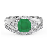 Photo of Erica 1 7/8 Carat T.W. Emerald and Diamond Matching Bridal Ring Set 14K White Gold [BR2140W-C000]