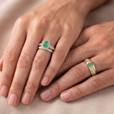 Photo of Chrisoula 1 CT. T.W. Emerald and Diamond Trio Matching Wedding Ring Set 10K Yellow Gold [BT2152Y-C000]