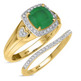 Photo of Erica 1 7/8 Carat T.W. Emerald and Diamond Matching Bridal Ring Set 10K Yellow Gold [BR2140Y-C000]