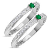 Photo of Magnol 1/3 CT. T.W. Emerald and Diamond Same Sex Ladies Band Set 10K White Gold [WL2156W]