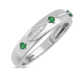 Photo of Mawar 1/5 Carat T.W. Emerald and Diamond Matching Wedding Band Set 14K White Gold [BT2145WM]
