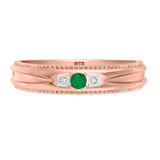 Photo of Magnol 1/3 Carat T.W. Emerald and Diamond Matching Wedding Band Set 10K Rose Gold [BT2156RM]