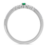 Photo of Magnol 1/3 CT. T.W. Emerald and Diamond Same Sex Ladies Band Set 14K White Gold [BT2156WL]