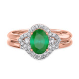 Photo of Holly 1 3/4 Carat T.W. Emerald and Diamond Matching Bridal Ring Set 10K Rose Gold [BR2141R-C000]