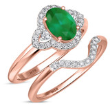 Photo of Holly 1 3/4 Carat T.W. Emerald and Diamond Matching Bridal Ring Set 10K Rose Gold [BR2141R-C000]