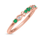 Photo of Garland 1/5 CT. T.W. Emerald and Diamond Ladies Wedding Band 10K Rose Gold [BT2144RL]