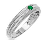 Photo of Magnol 1/3 CT. T.W. Emerald and Diamond Matching Wedding Band Set 14K White Gold [BT2156WM]