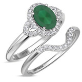 Photo of Holly 1 3/4 CT. T.W. Emerald and Diamond Matching Bridal Ring Set 10K White Gold [BR2141W-C000]