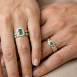 Photo of Garland 1 1/10 Carat T.W. Emerald and Diamond Trio Matching Wedding Ring Set 14K Rose Gold [BT2144R-C000]