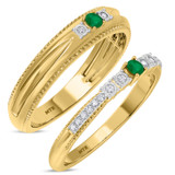 Photo of Magnol 1/3 Carat T.W. Emerald and Diamond Matching Wedding Band Set 10K Yellow Gold [WB2156Y]
