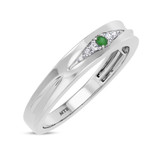 Photo of Irit 1/15 CT. T.W. Emerald and Diamond Matching Wedding Band Set 10K White Gold [BT2148WM]